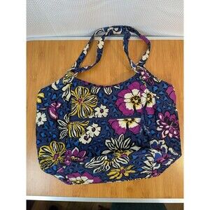 Vera Bradley Violet Floral Leopard Quilted Tote Purse Handbag Colorful (S02)